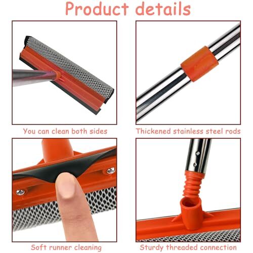 Window Squeegee Cleaner Tool Extension Pole 58″ Telescopic Washing Equipment