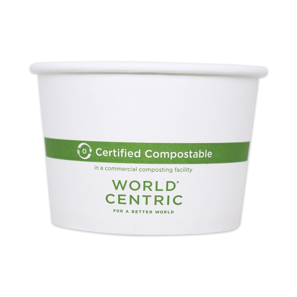 World Centric BOPA8 3.5″ dia x 2.3″h Paper Bowls – White (1000/Carton) New