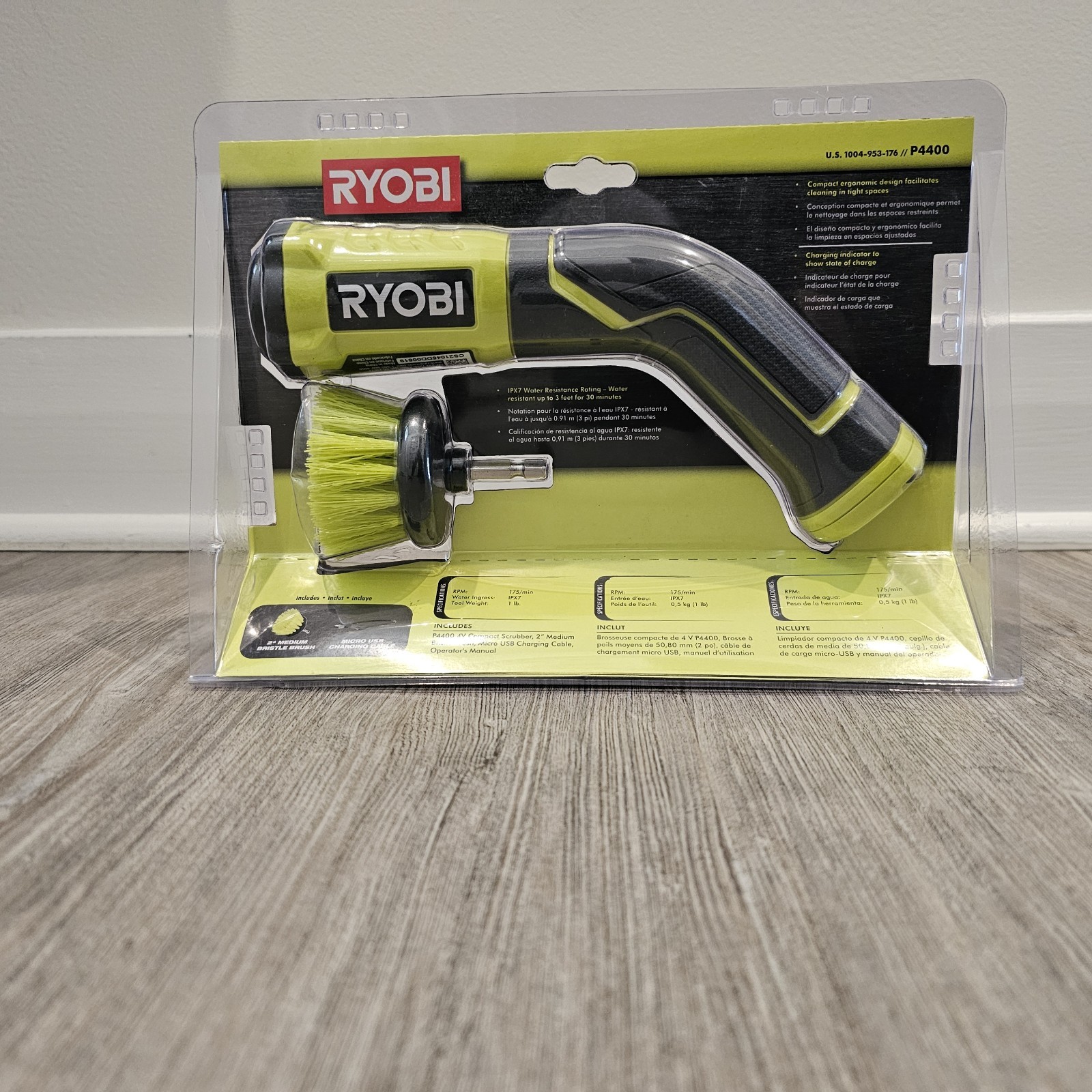 New Ryobi P4400 Cordless Compact Scrubber With USB Charger Included