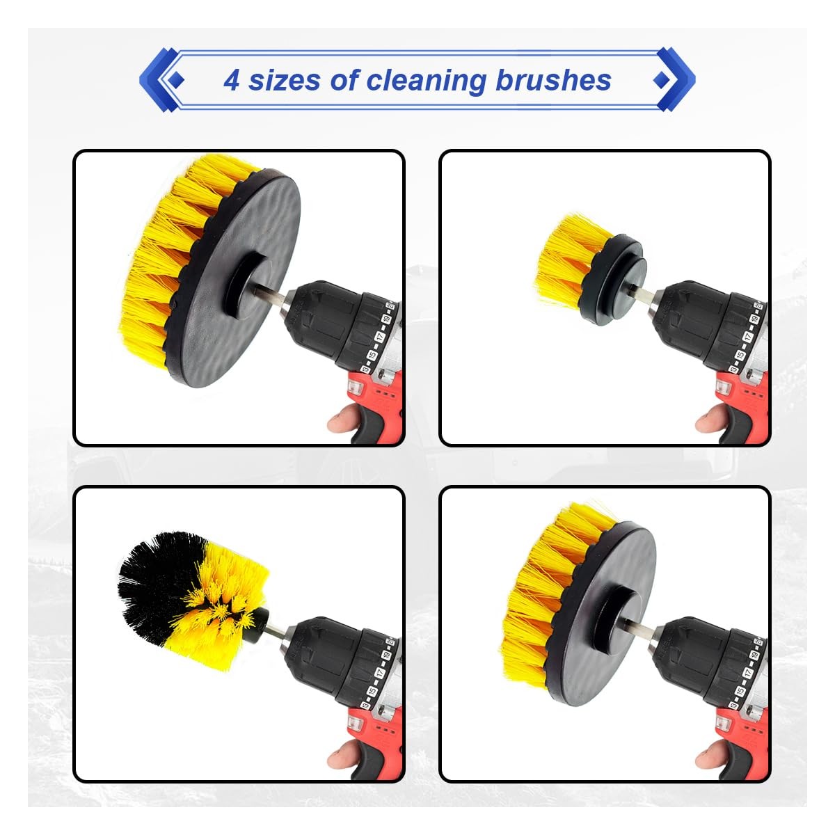 4PCS Drill Brush Attachment Set, Mult-Purpose Car Wash Brush, Rotary Detailin…