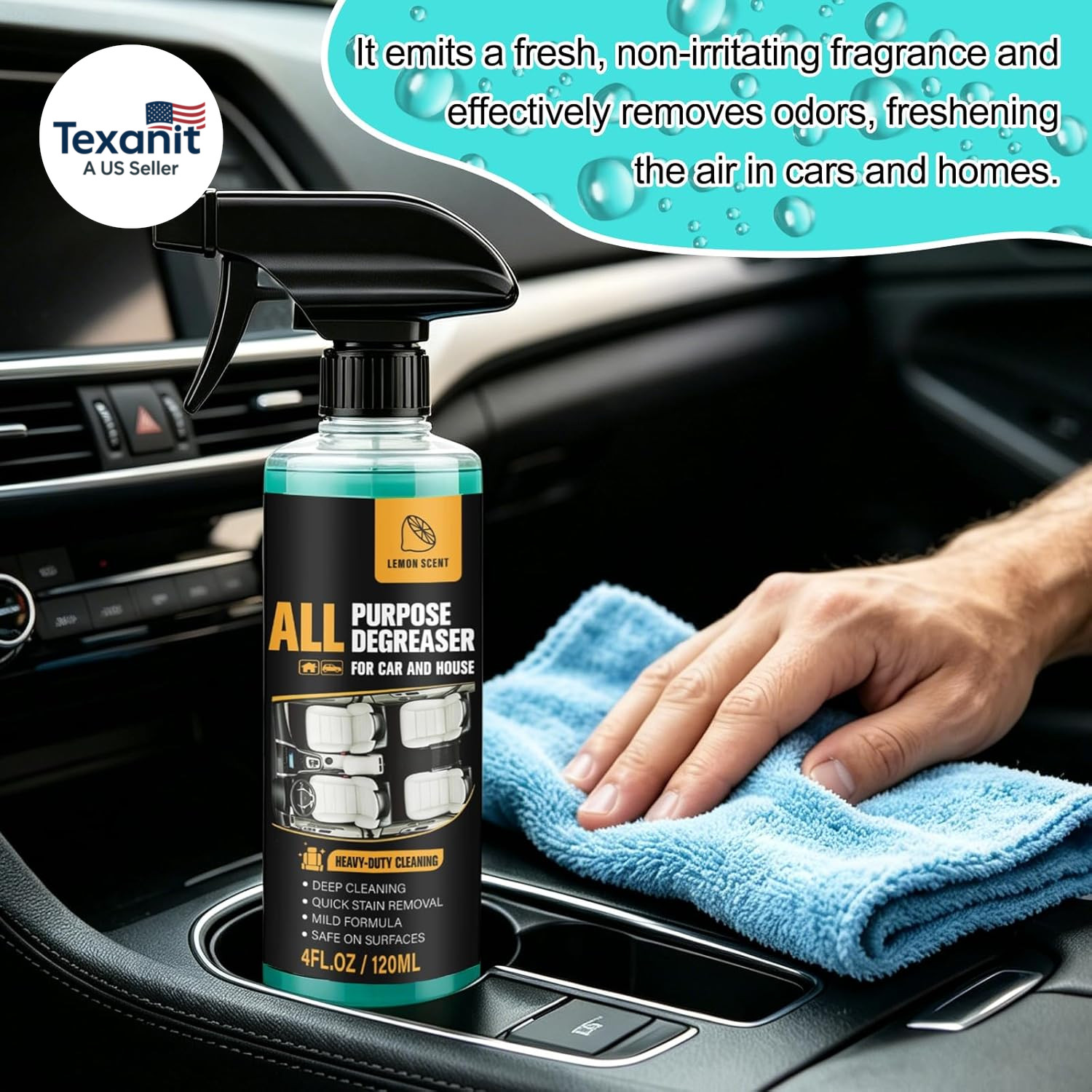 2Pcs All Purpose Degreaser for Car and House,Lemon Scent,Heavy-Duty Cleaning Spr