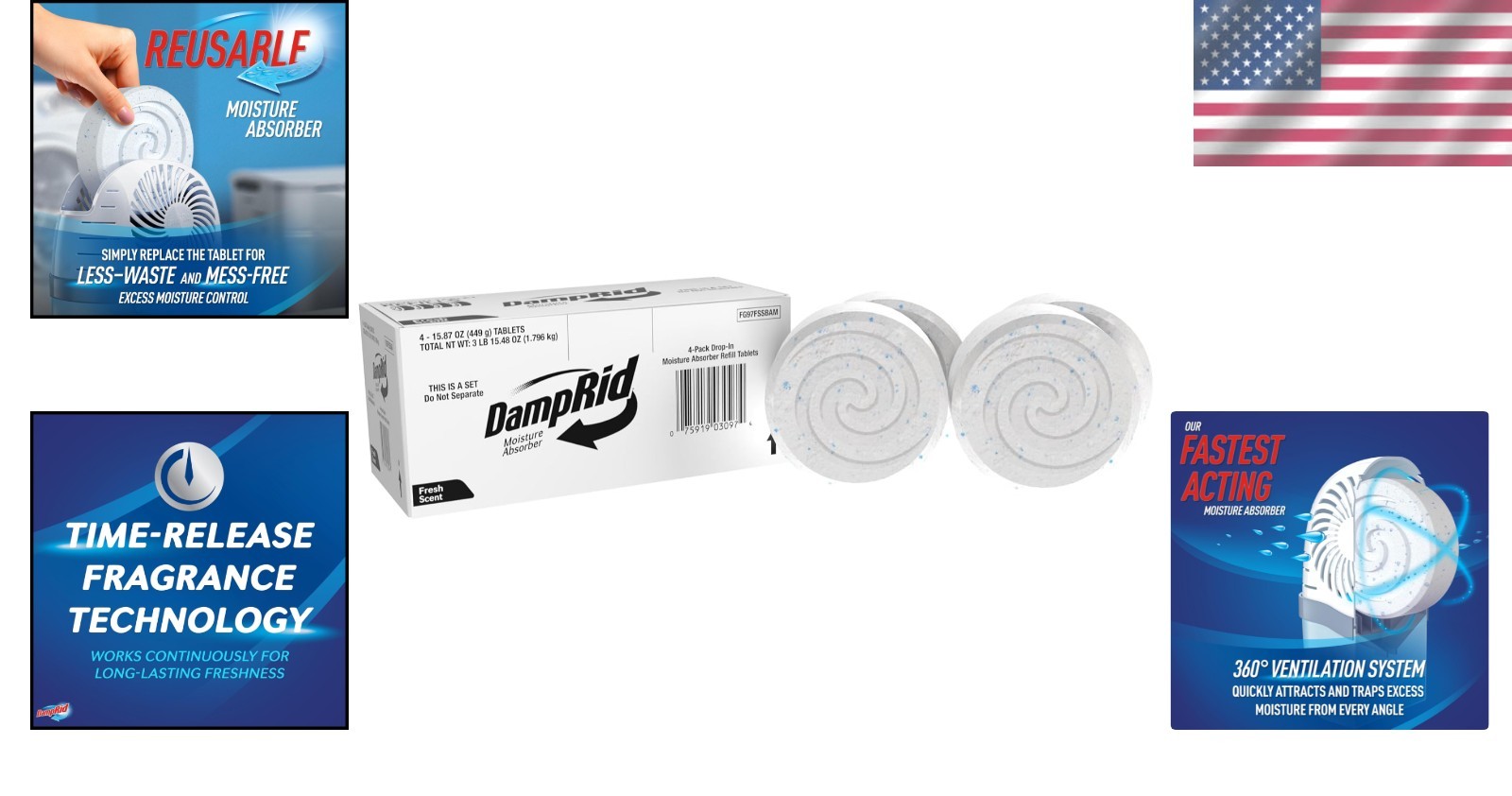 Moisture Absorber Dehumidifier Pack Fresh Scent 4 Tablets Convenient Air Cleaner