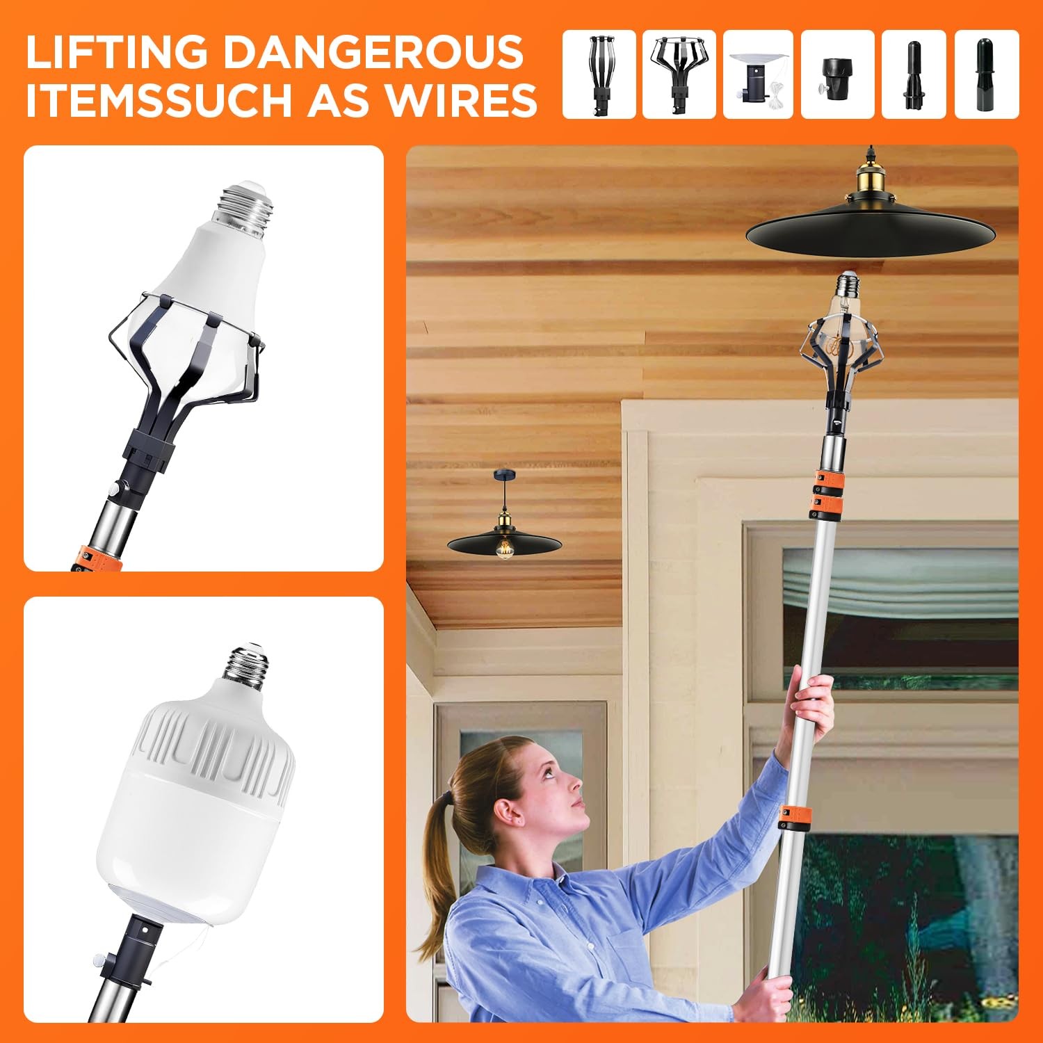 26FT High Reach Duster Kit with 5-20FT Flip-Lock & Screw Dual Locking Extensi…