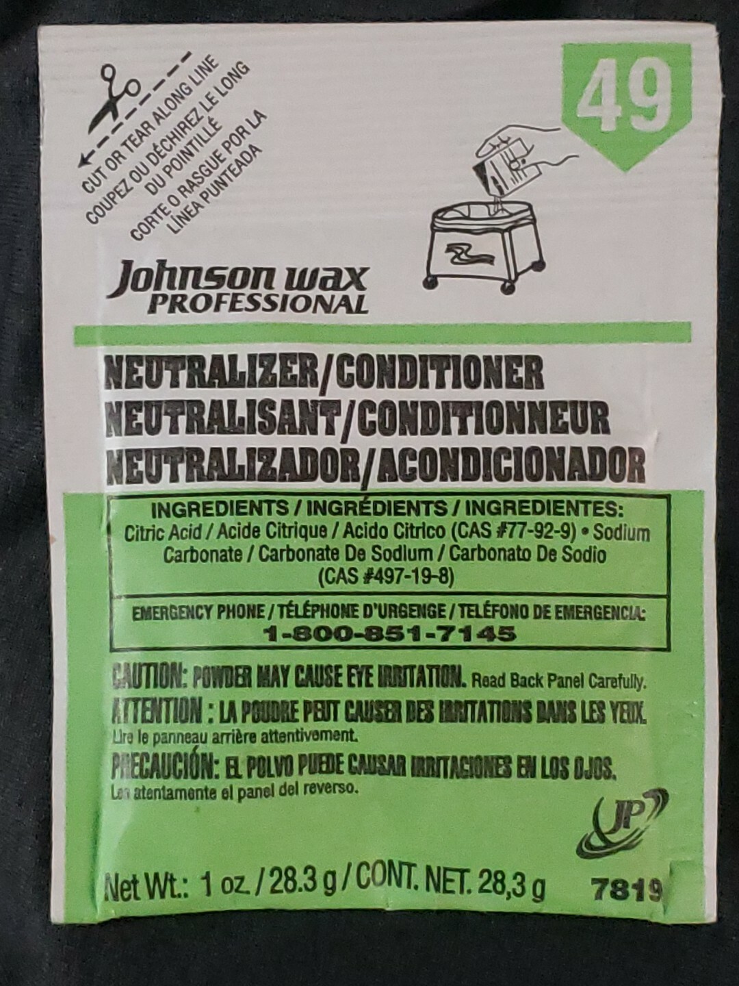 JOHNSON WAX PROFESSIONAL NEUTRALIZER/CONDITIONER 7819 1 OZ MAKES 5 GALLONS