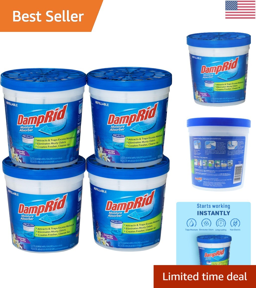 Refillable Absorber Traps 10.5oz Moisture – Long-lasting Freshness, 4 Pack