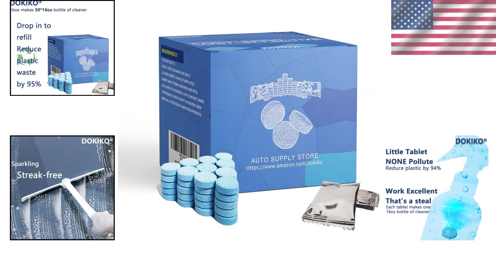 Eco-Friendly 100 Pack Glass Clean Tablets – 16 fl oz Each, Cost-Saving Solution