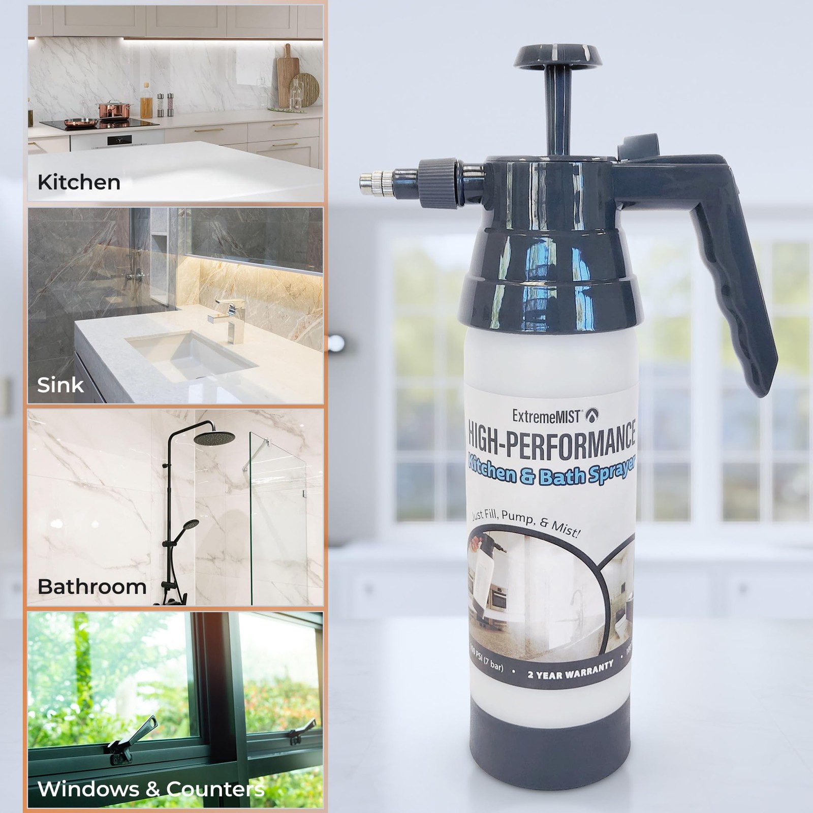 High-Performance Kitchen & Bath Sprayer | Refillable Pressurized Sprayer | Ul…