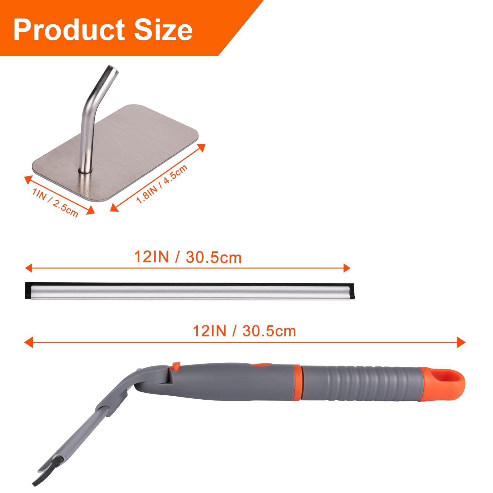 All Purpose 12 inch Shower Squeegee with 2pcs Wiper Blade Window Squeegee Sof…