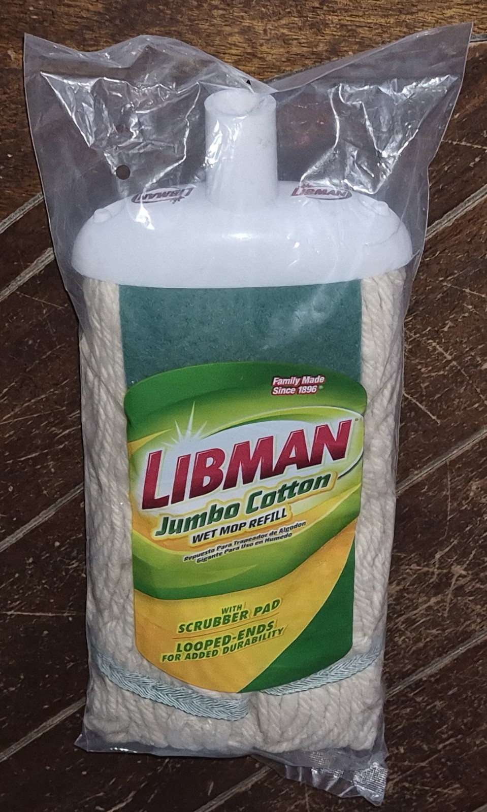 LIBMAN Jumbo Cotton Wet Mop Refill with Scrubber Pad #00130
