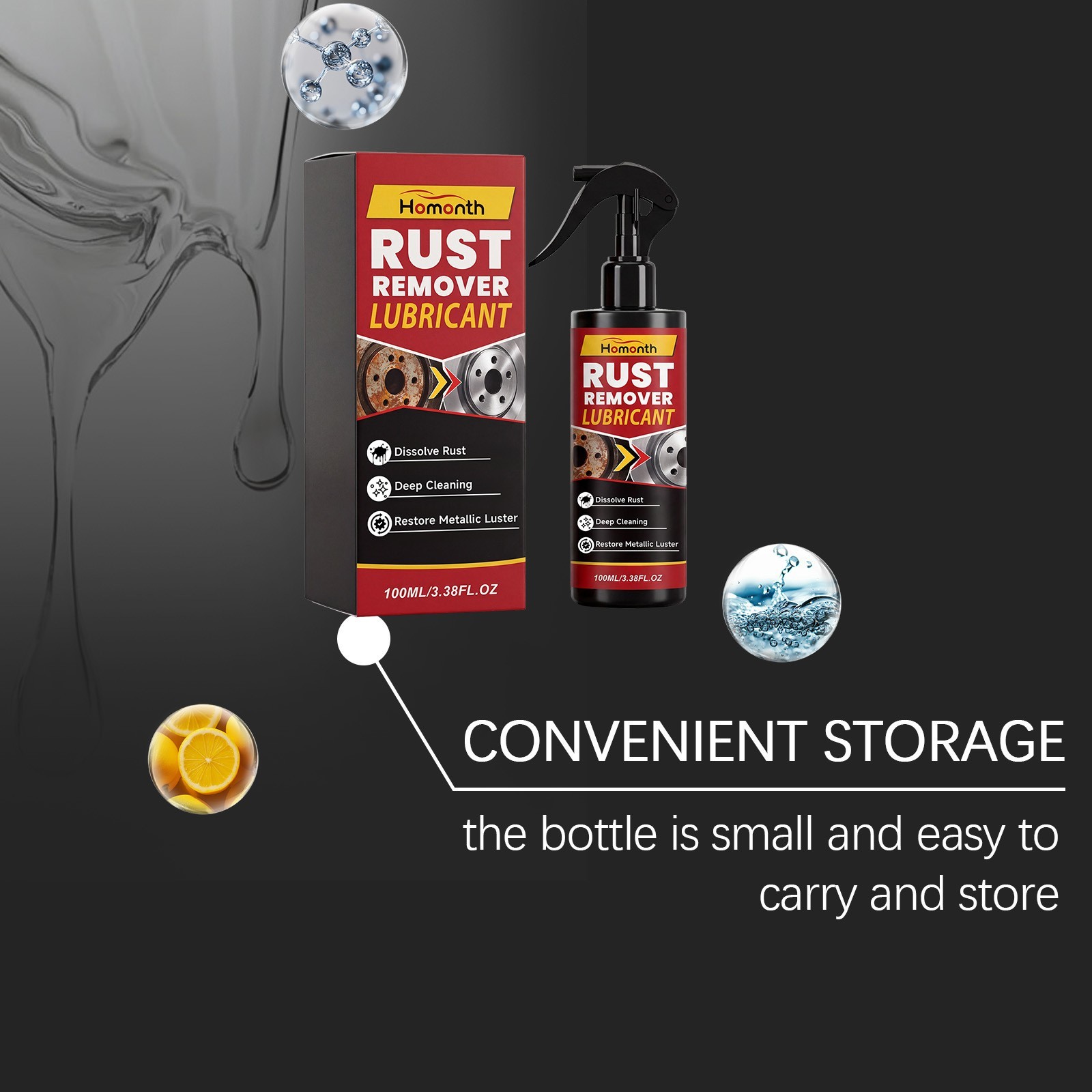 Rust Remover Lubricant Spray, Metal Rust Remover Spray For Car Parts Cleaning