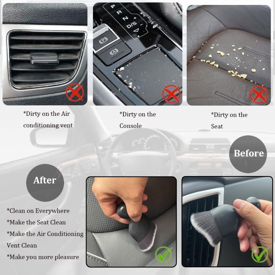 Interior Detailing Brush 1PC, Brushes for Detailing Interio Color: Black+White