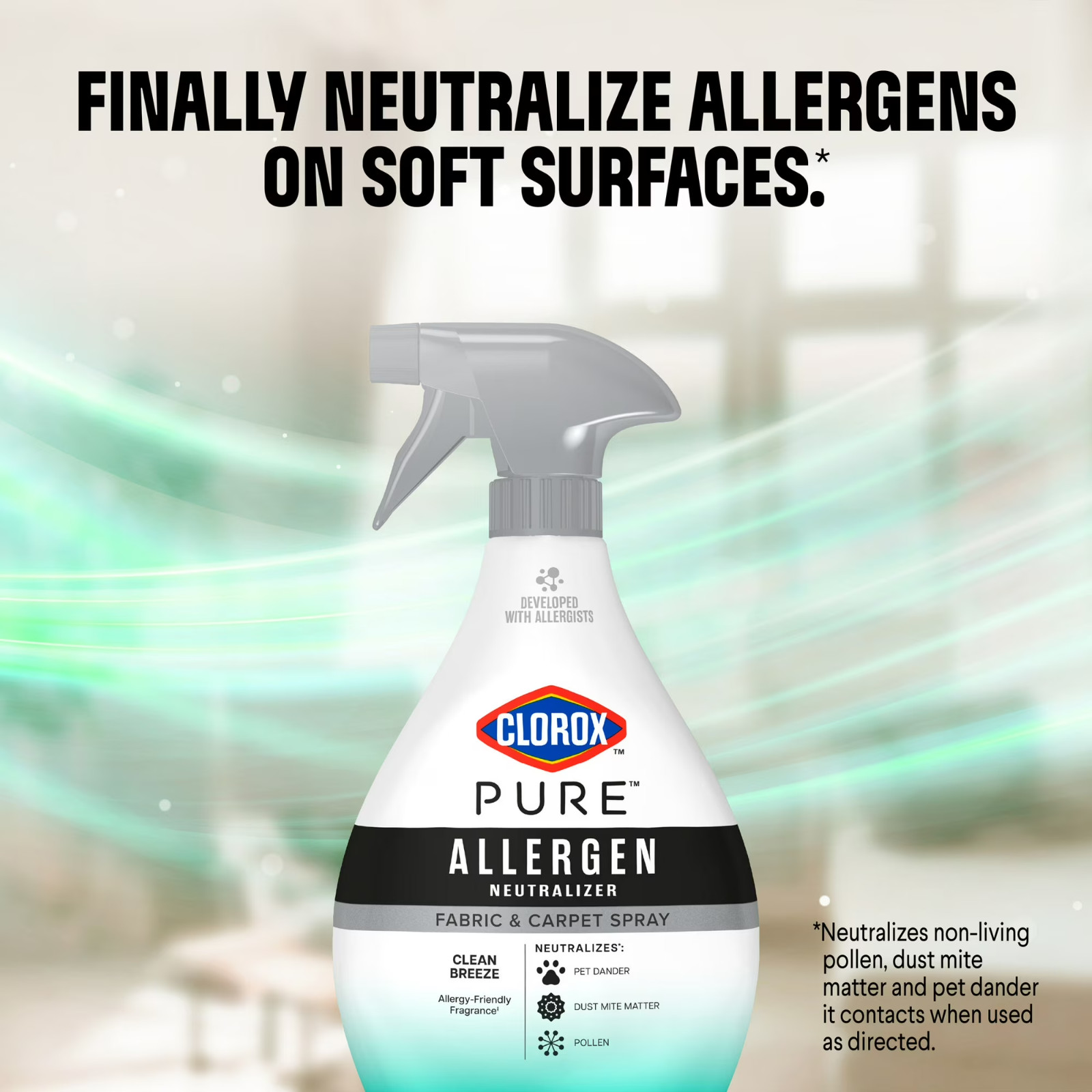 PURE Allergen Neutralizer Fabric and Carpet Spray, Clean Breeze, 26 Fluid Ounces