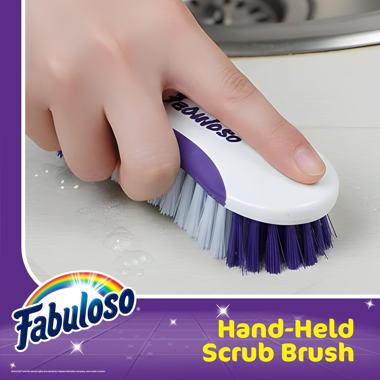 Fabuloso Cleaning Brush, Compact Hand Scrub Brush with Easy Grip Rubber Texture