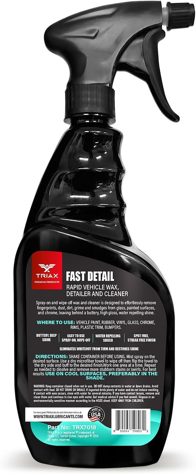 Fast Detail Rapid Car Wax and Cleaner, High Gloss Vehicle Detailer for Paint, Gl