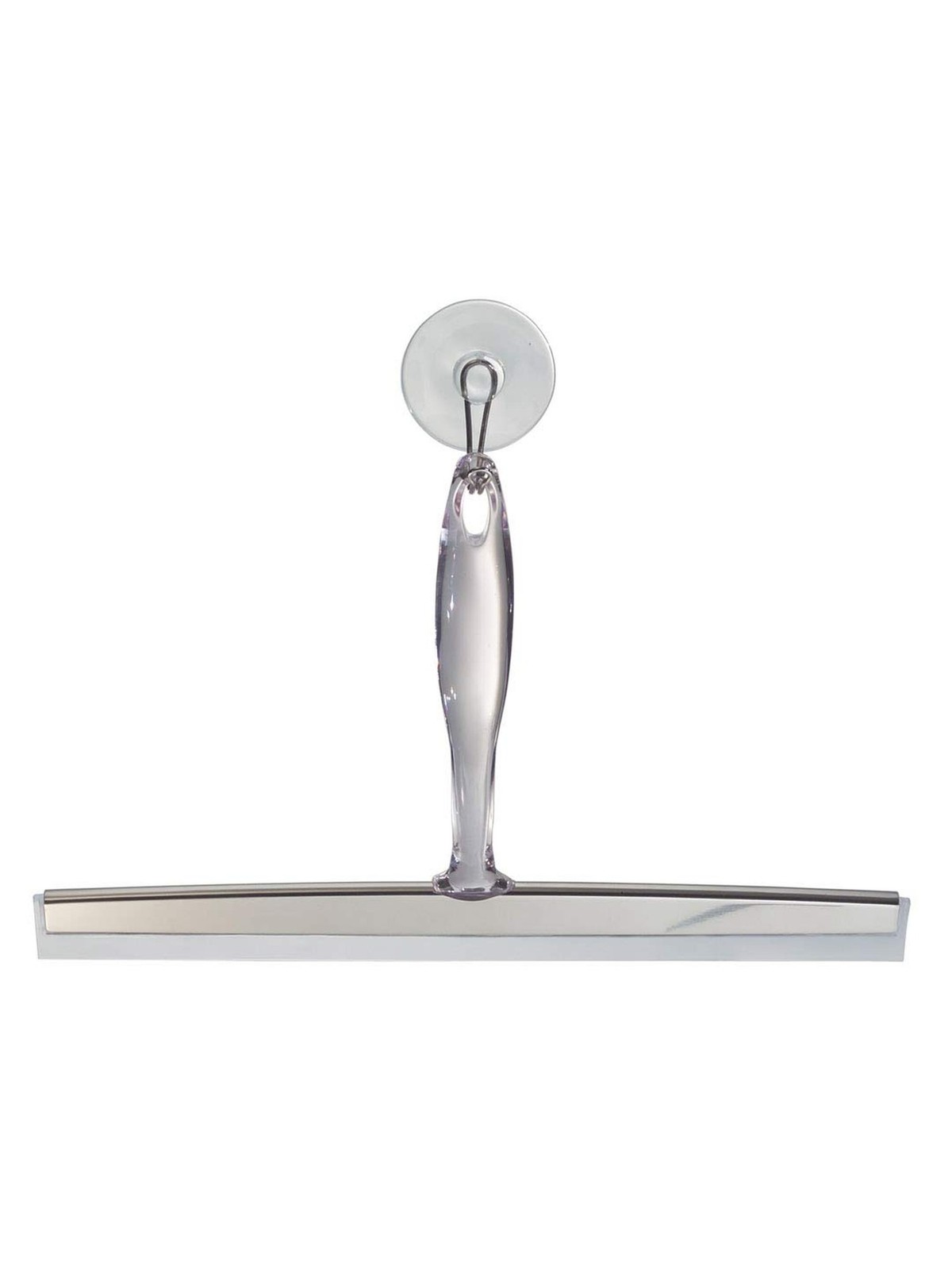 12 Inch Clear Stainless Steel Bathroom Squeegee with Suction Hook for Storage