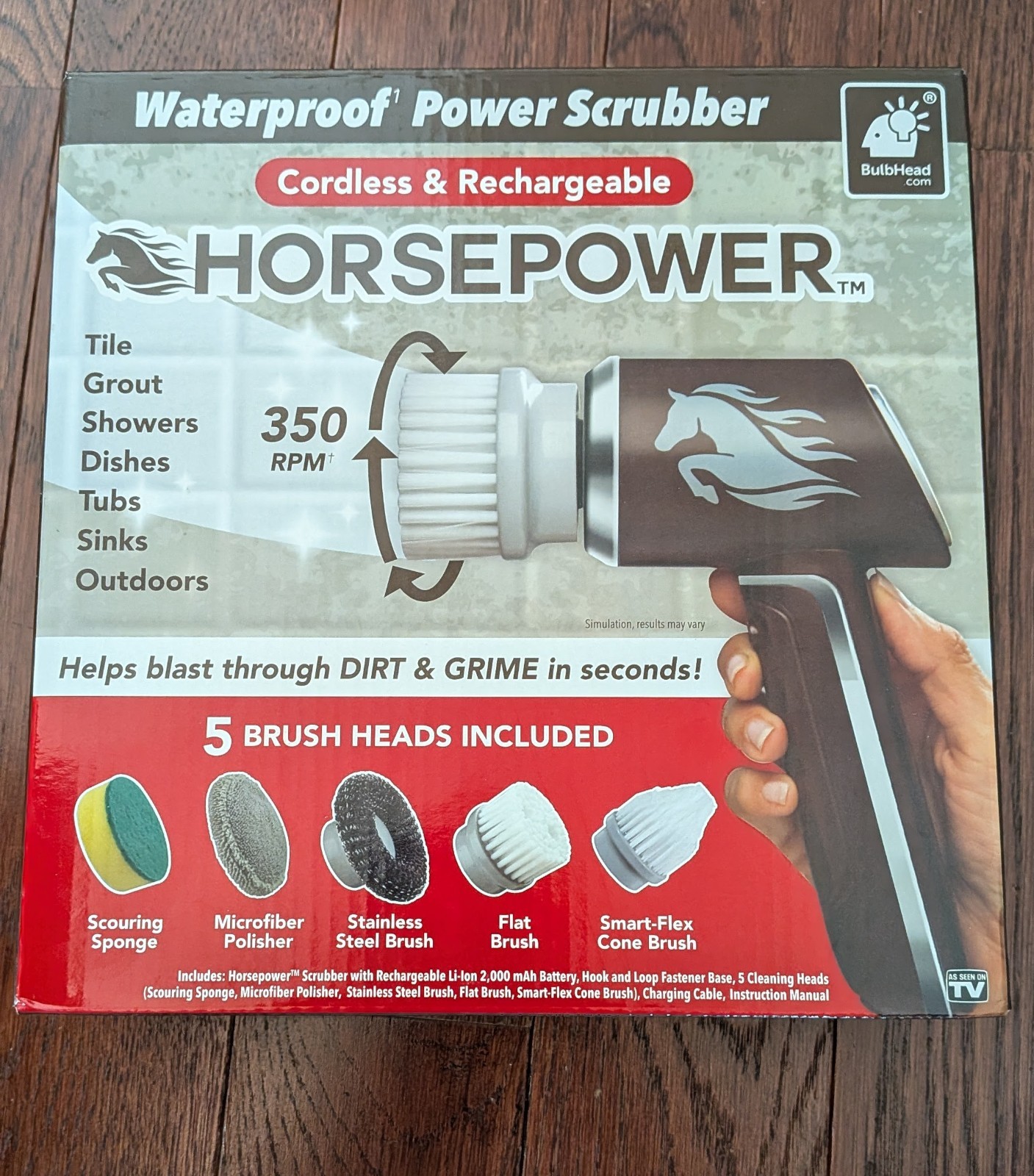 Horsepower Waterproof Power Scrubber Cordless & Rechargeable R1-2424 NIB
