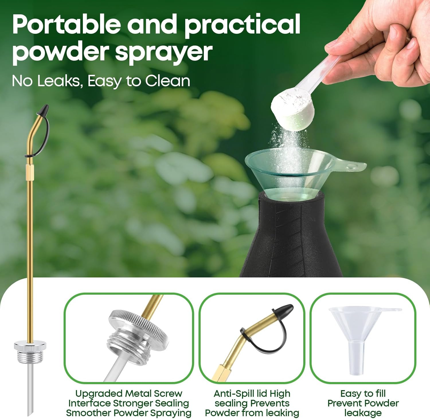 Powder Duster,Diatomaceous Earth Applicator, Large Bulb Duster with Long Metal T