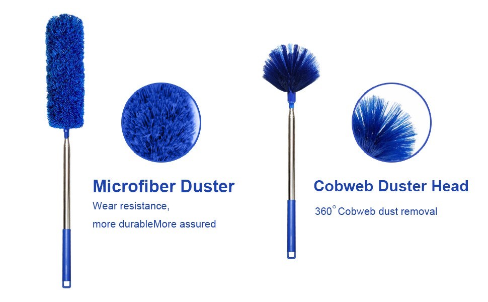 Microfiber Ceiling Fan Duster-Cobweb Cleaner Brush Kit TelescopicPole Extension