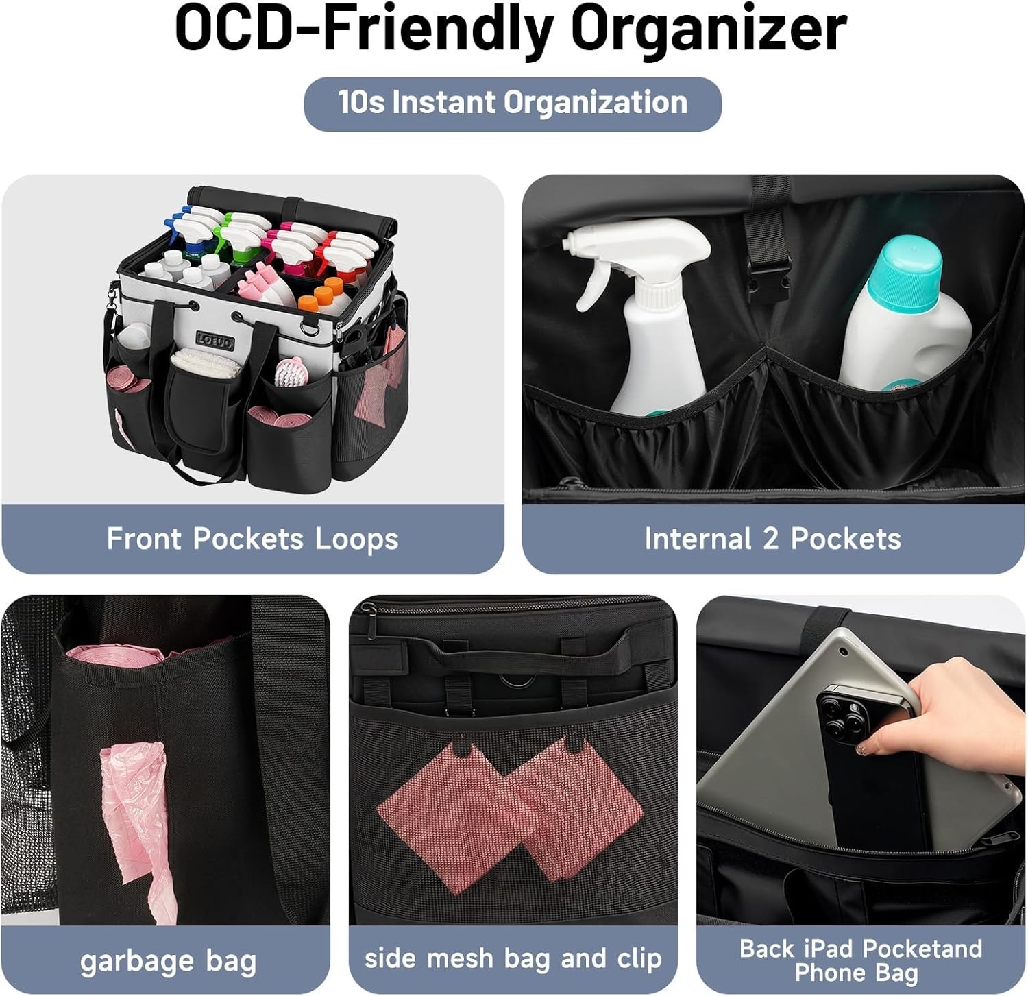 Large Rolling Cleaning Caddy with Wheels – Portable Organizer for Professionals