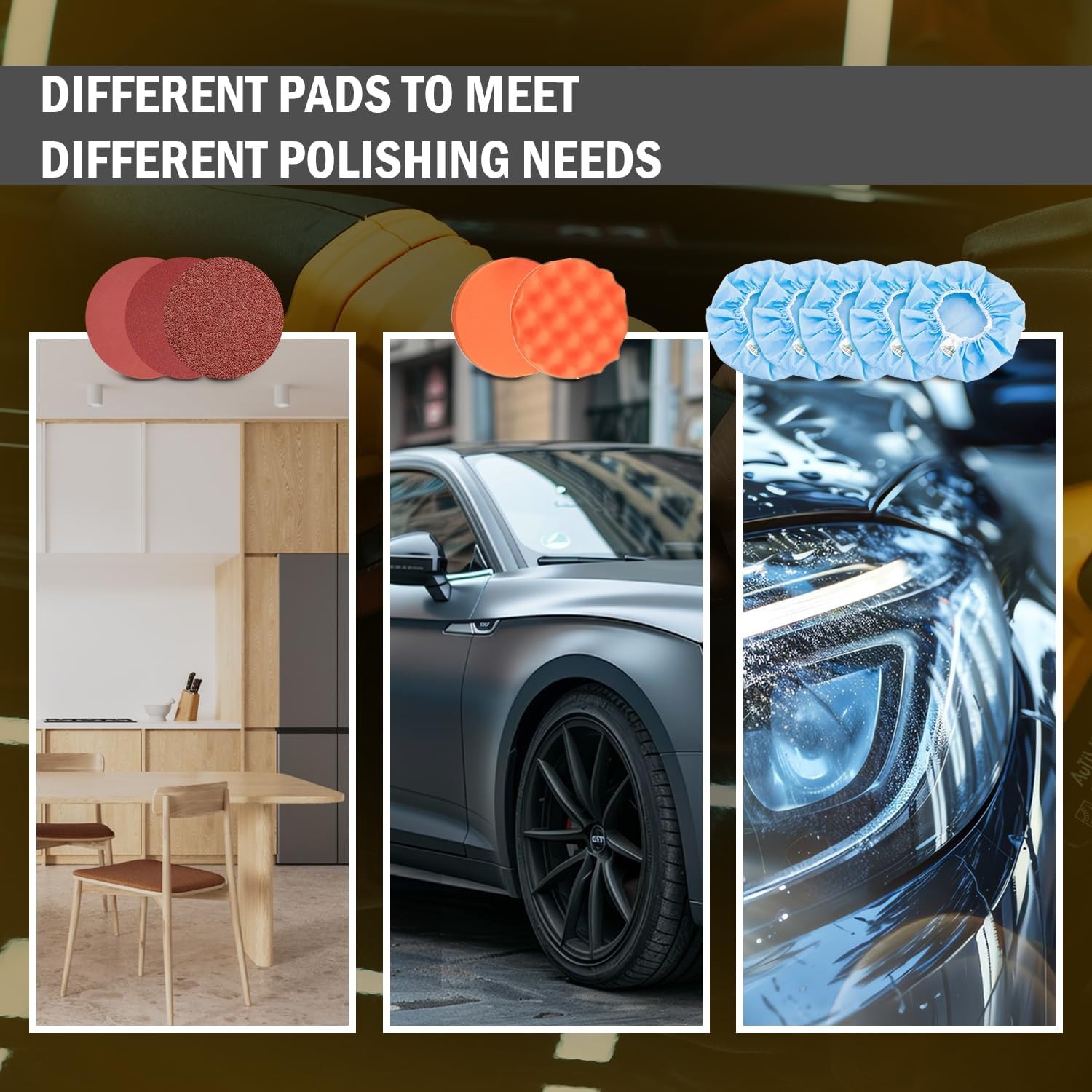 Cordless Car Buffer Polisher, 2x2000mAh 21V Batteries 5 Inch Random Orbital