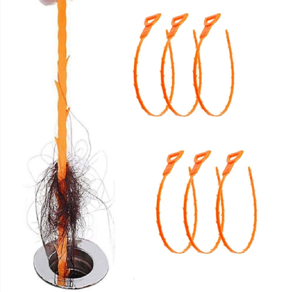 6Pcs 25 Inch Hair Drain Cleaner Tool Set -Snake Drain Clog Remover for Sink Tube