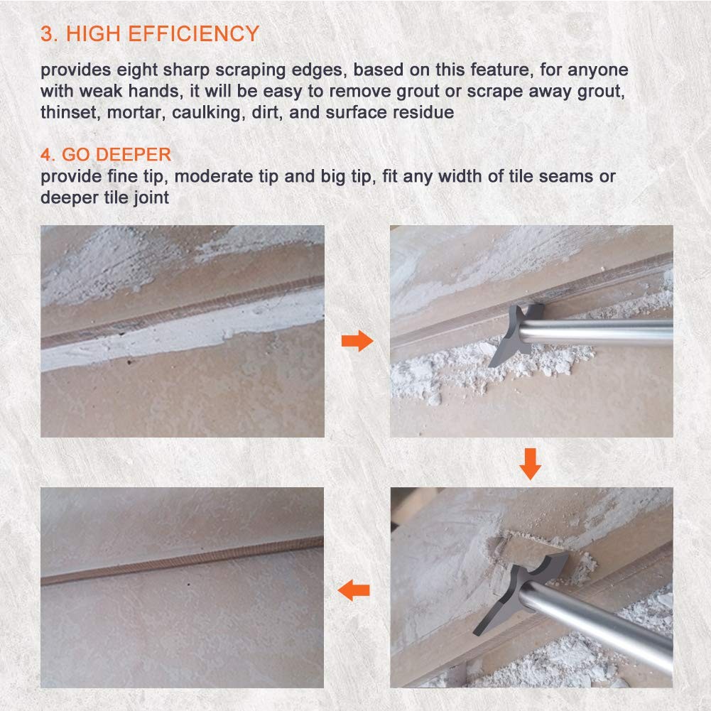 Grout Removal Tool, Caulking Removal Tool, Grout Cleaner, Scraper, Scrubber