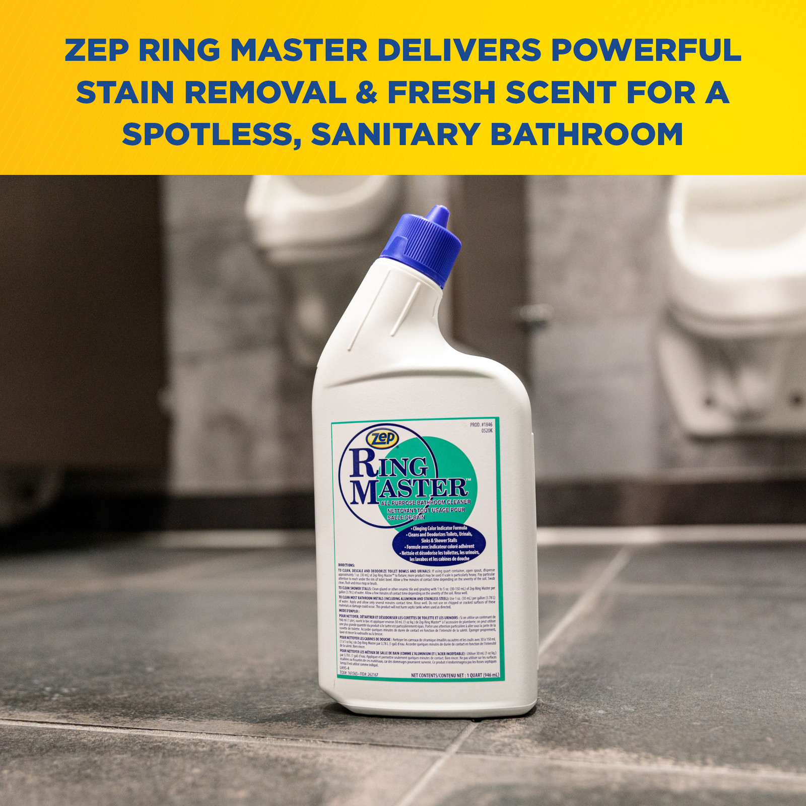 Zep Ring Master All-Purpose Bathroom Cleaner – 32 oz (Case of 12) 184611 – For