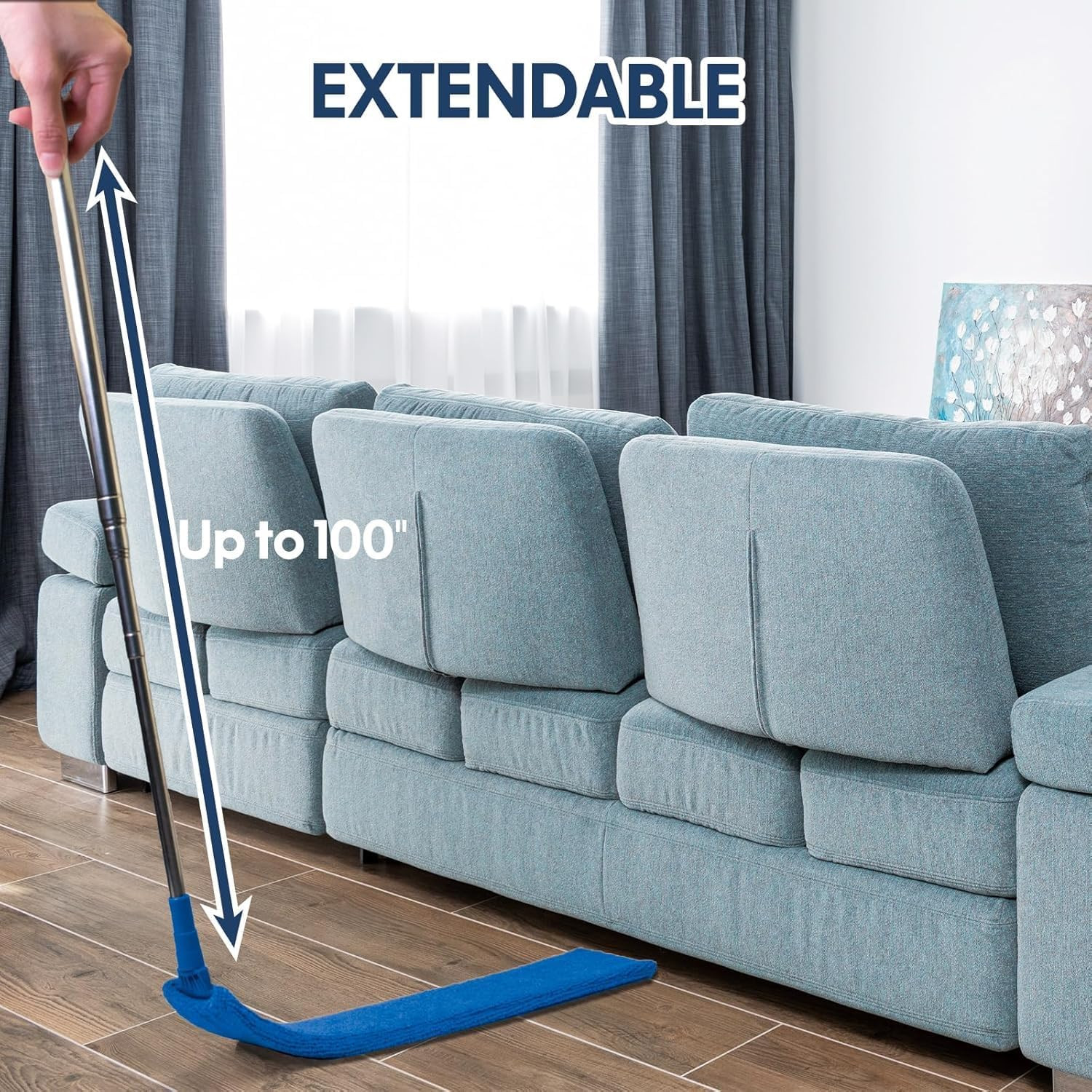 Retractable Gap Dust Cleaner with Extension Pole, Cleaning Tools with 3 Microfib