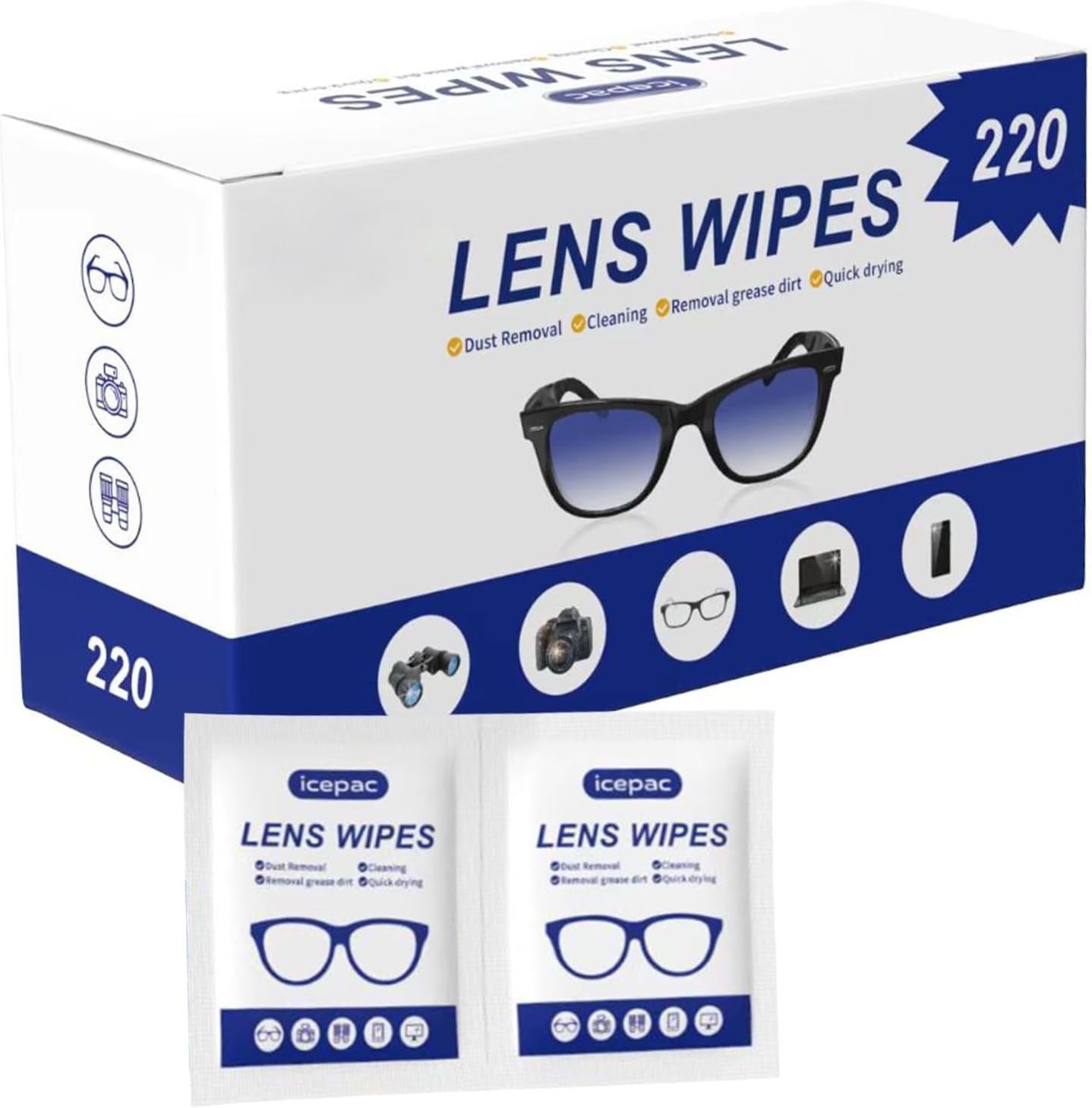 Lens Cleaning Wipes – Eyeglass Cleaner Wipes, Indivily Wrapped,