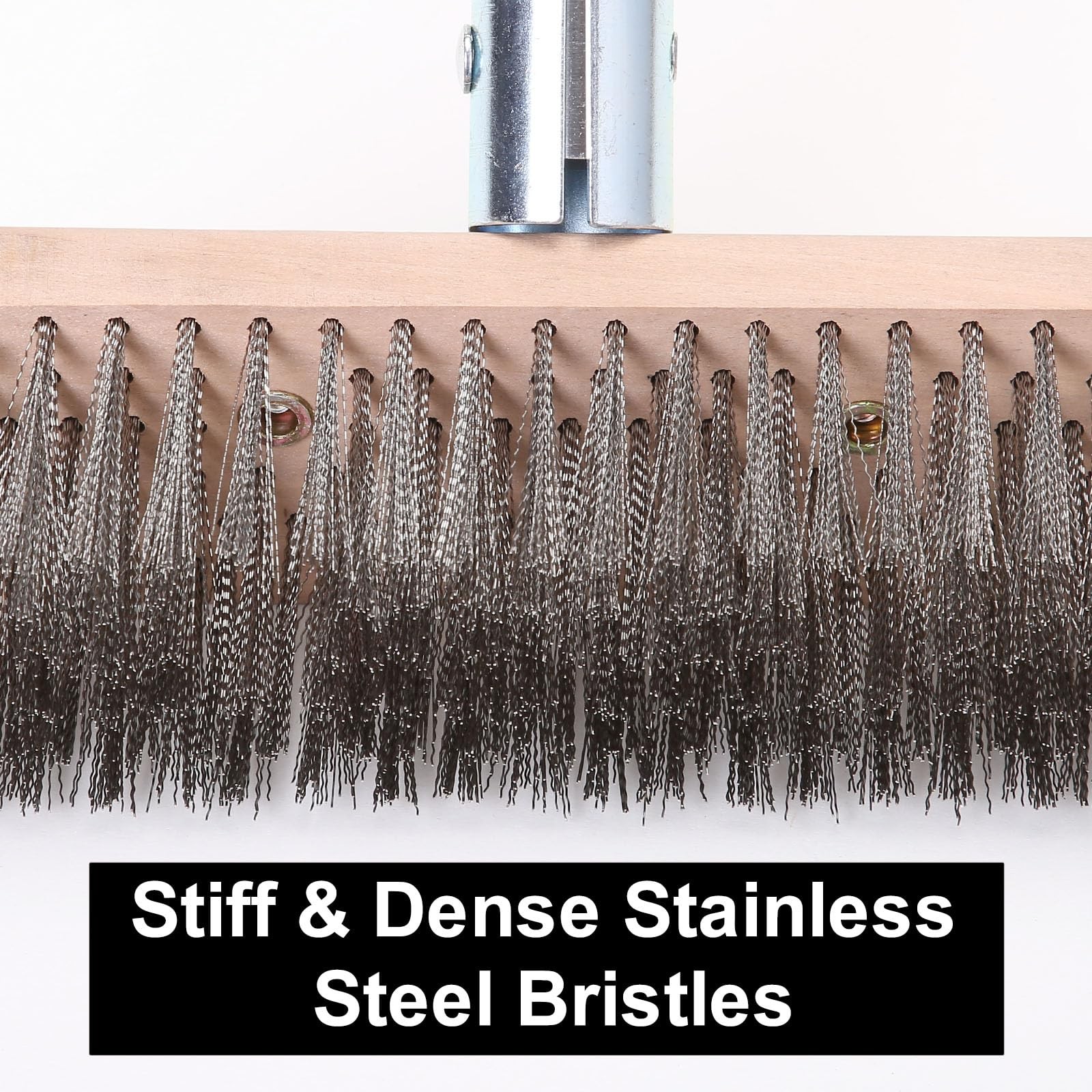 MAXMAN Stainless Steel Wire Scrub Brush with Long Handle, 63″ Heavy Duty Larg…