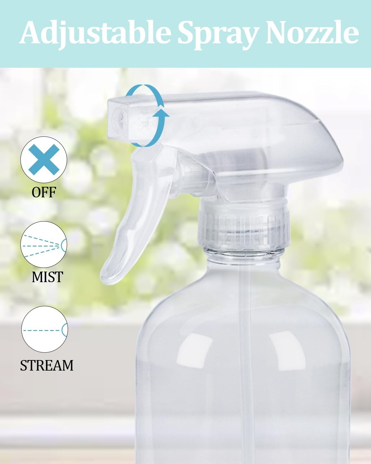 4 Pack Spray Bottle Replacement Nozzles 360 Mist Stream Tops for 8oz 16oz Glass