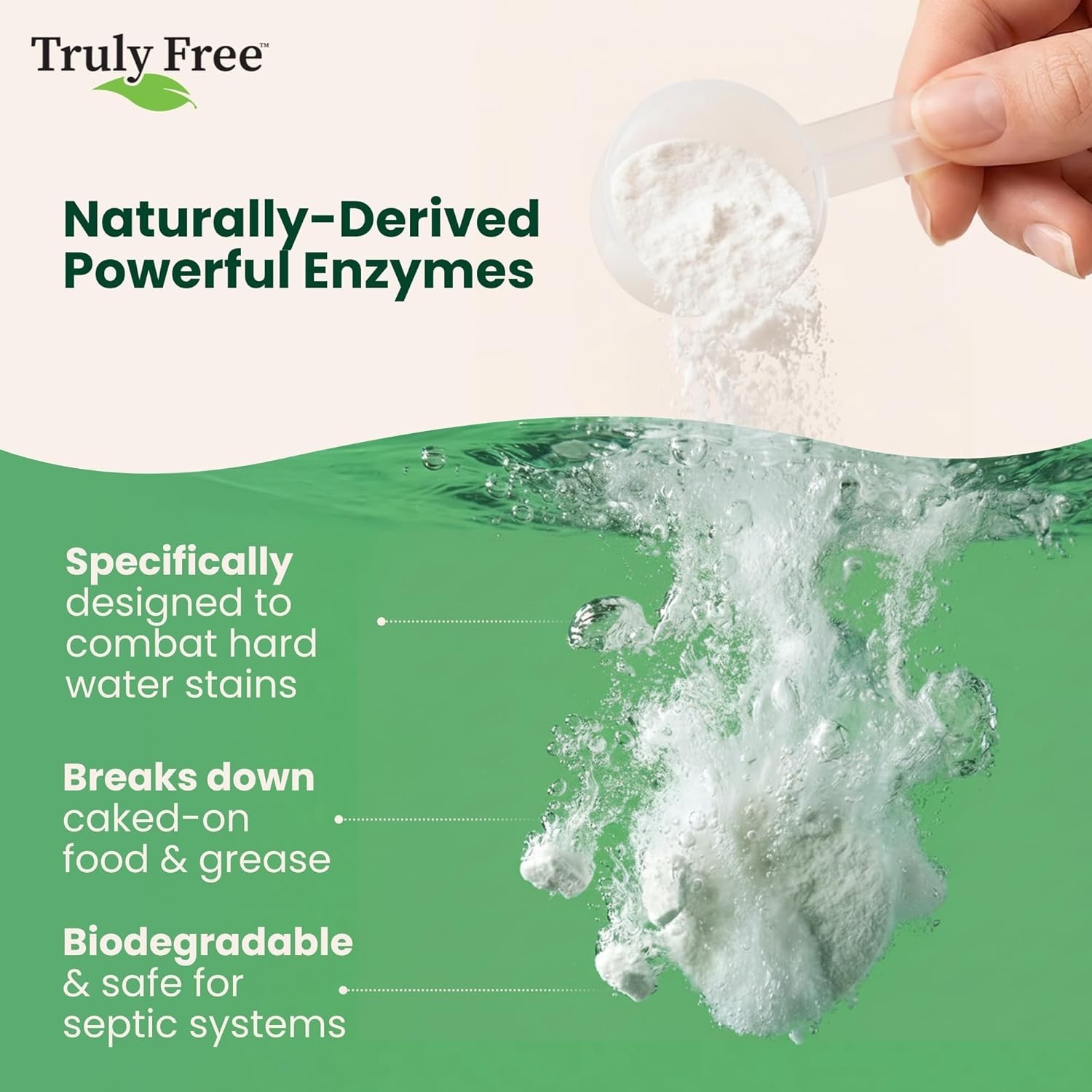 Truly Free natural dishwasher soap. Plastic-free, heavy duty stain remover