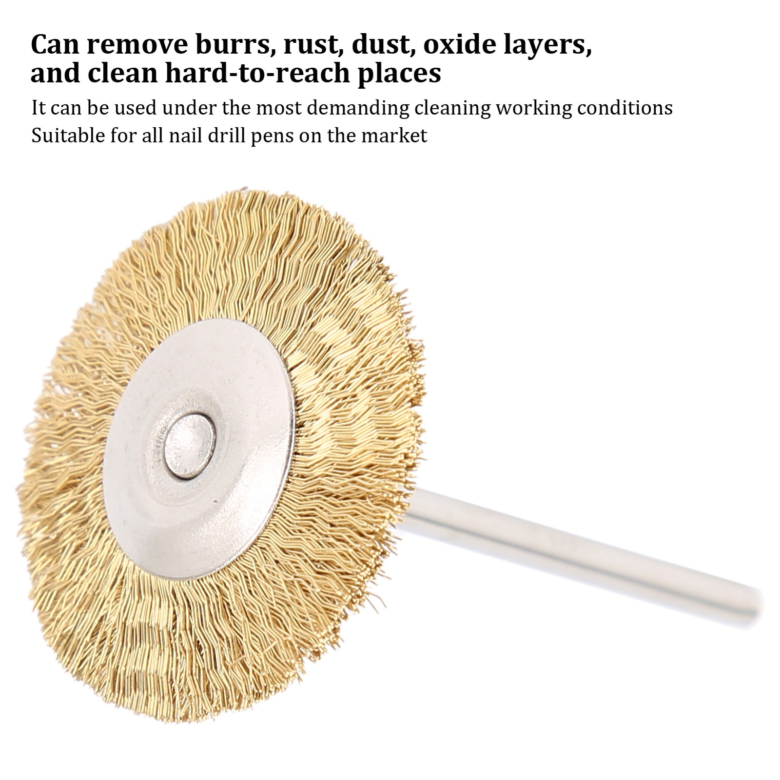 T Shaped Nail Drill Bit Cleaning Brush Brass Wire Grinding Head Cleaner Brush