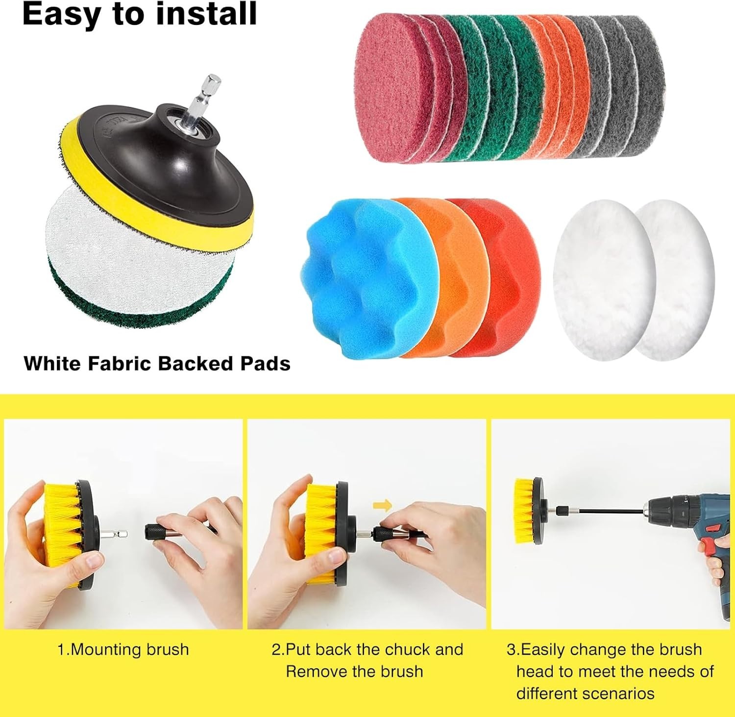 30 Pack All Purpose Drill Brush Attachment for Bathroom Grout Floor Tub Shower