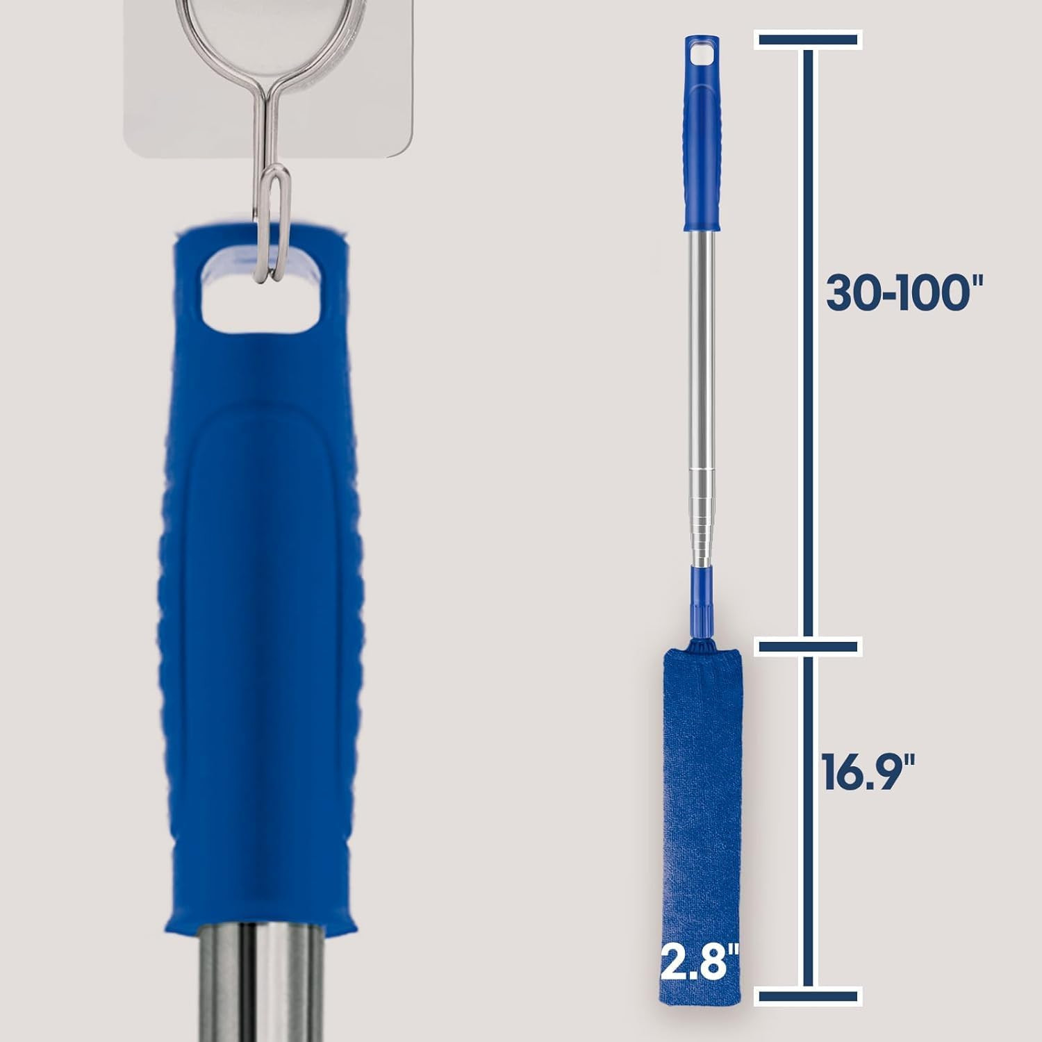Retractable Gap Dust Cleaner with Extension Pole, Cleaning Tools with 3 Microfib