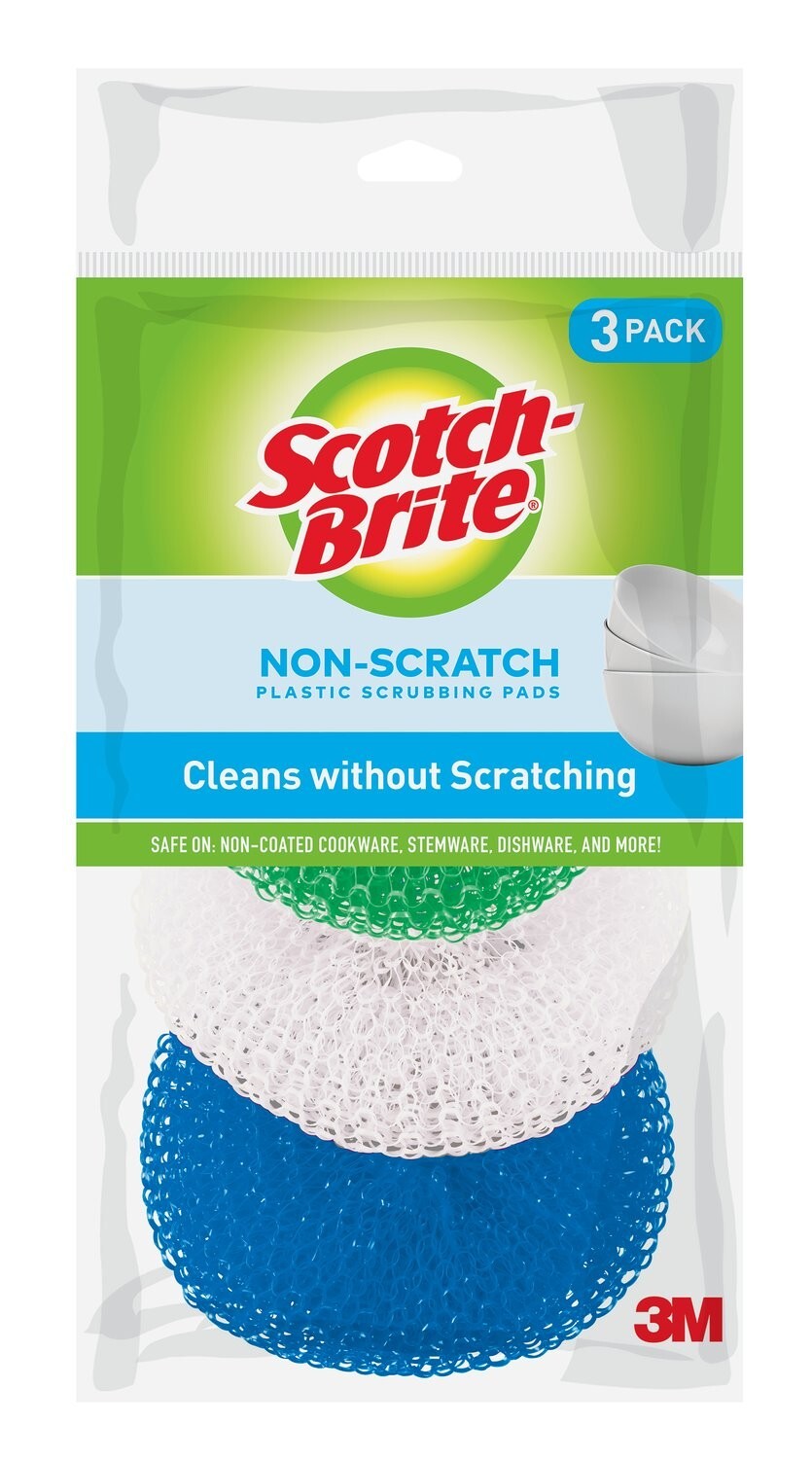 Scotch-Brite Non-Scratch Plastic 6 Scrubbing Pads Clean Dishes No Scratch Safe
