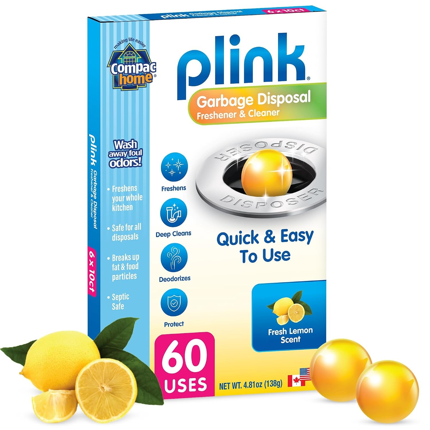Compac Home [[60 Count]] Plink Garbage Disposal Cleaner and Deodorizer VALUE PAC