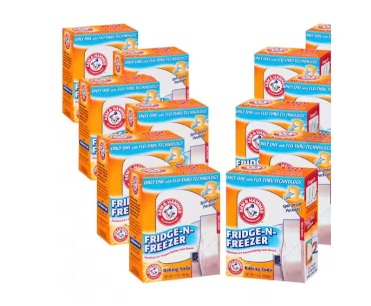 Arm & Hammer Baking Soda Fridge-n-Freezer Odor Absorber Orange 14 oz Pack of 12