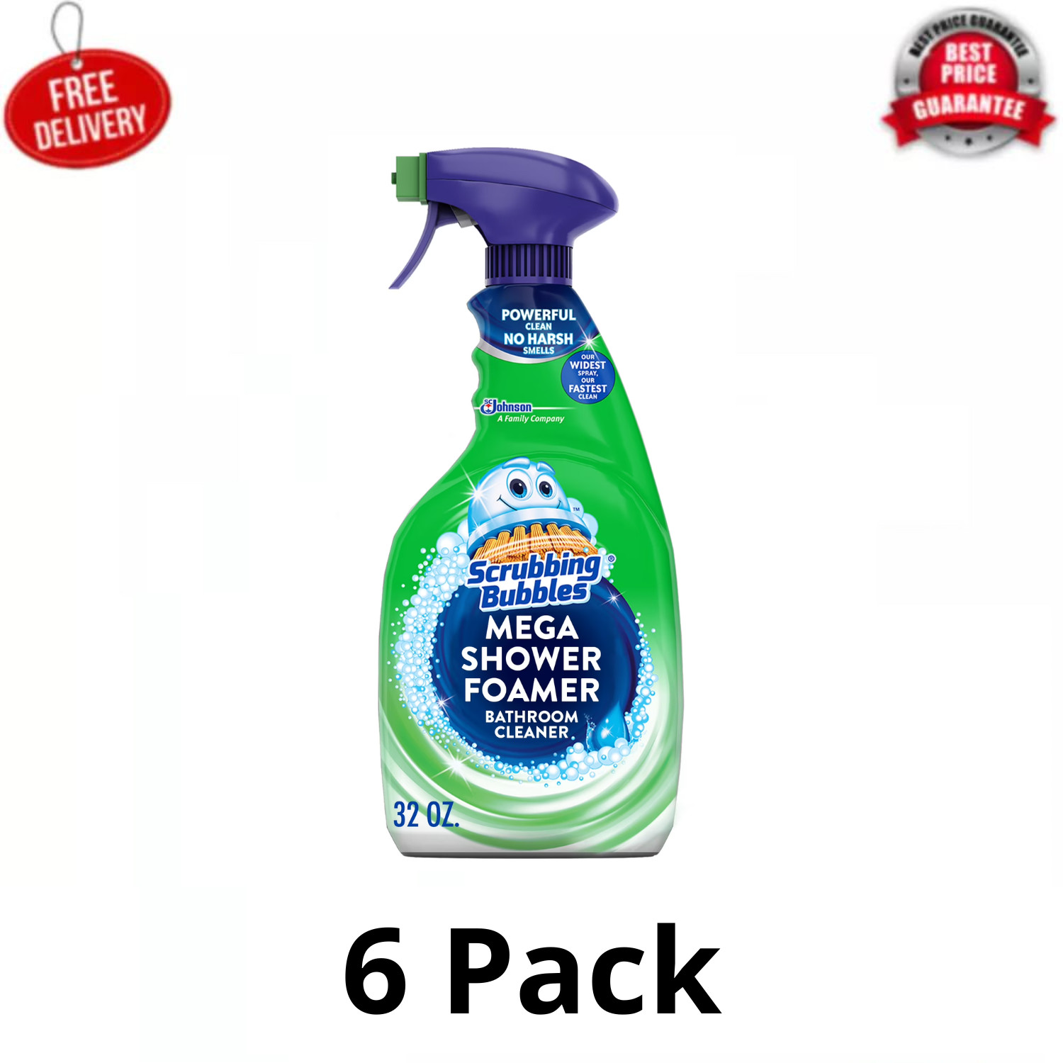 6Pk Scrubbing Bubbles Mega Shower Foamer Bathroom Cleaner Rainshower Spray 32oz