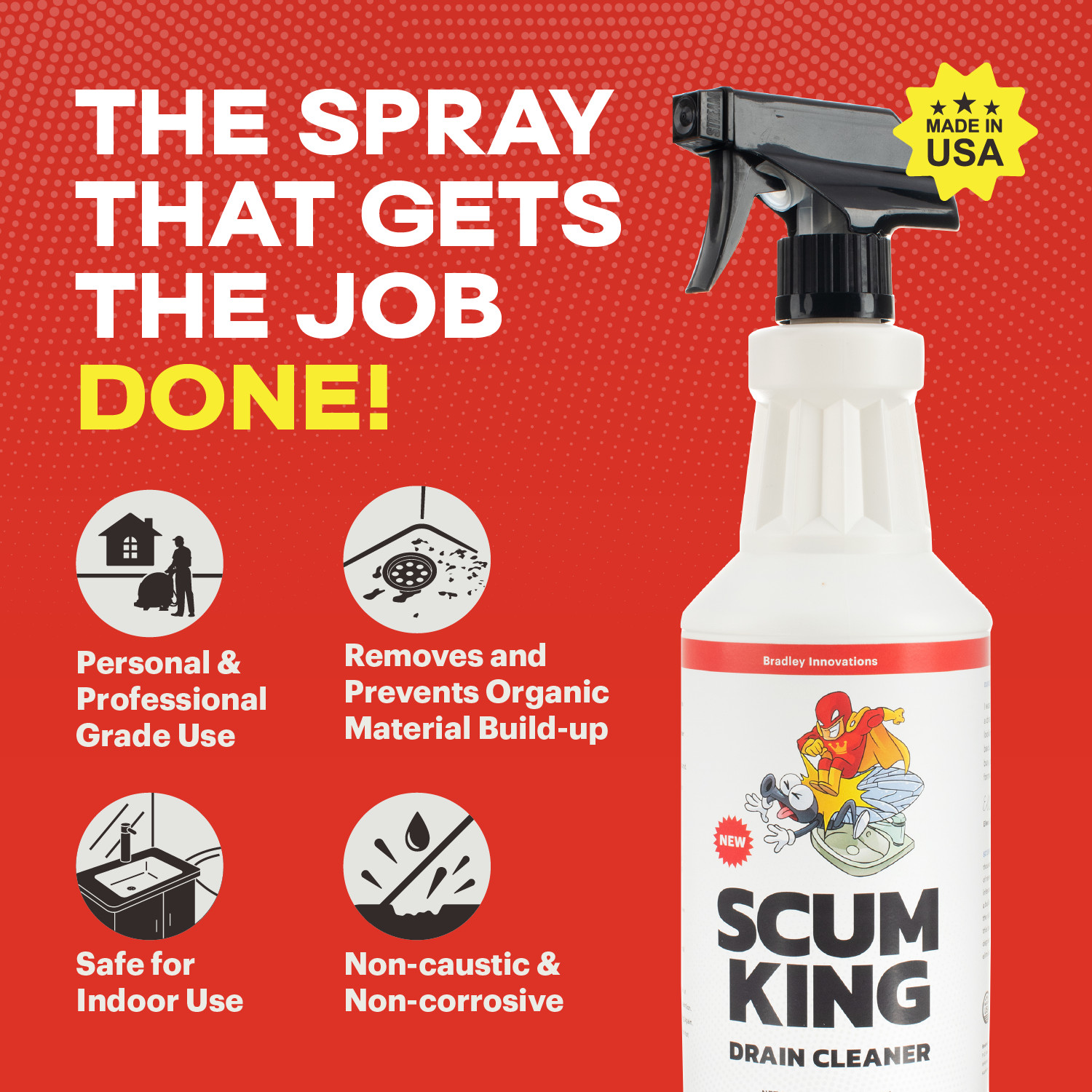 Scum King Drain Cleaner – Clean Where Drain Flies Live – 32 oz Drain Cleaner