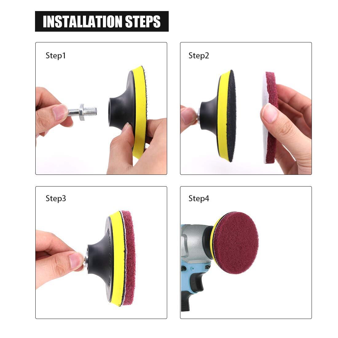 16pcs 5 Inch Drill Power Brush Tile Scrubber Scouring Pads Cleaning Kit With 5 I