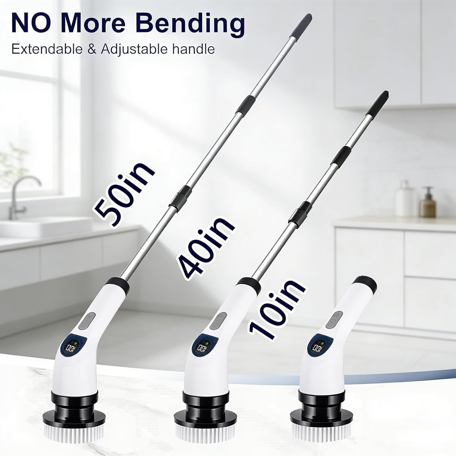Electric Spin Scrubber for Cleaning, Adjustable Shower Brush with 7 Replaceable