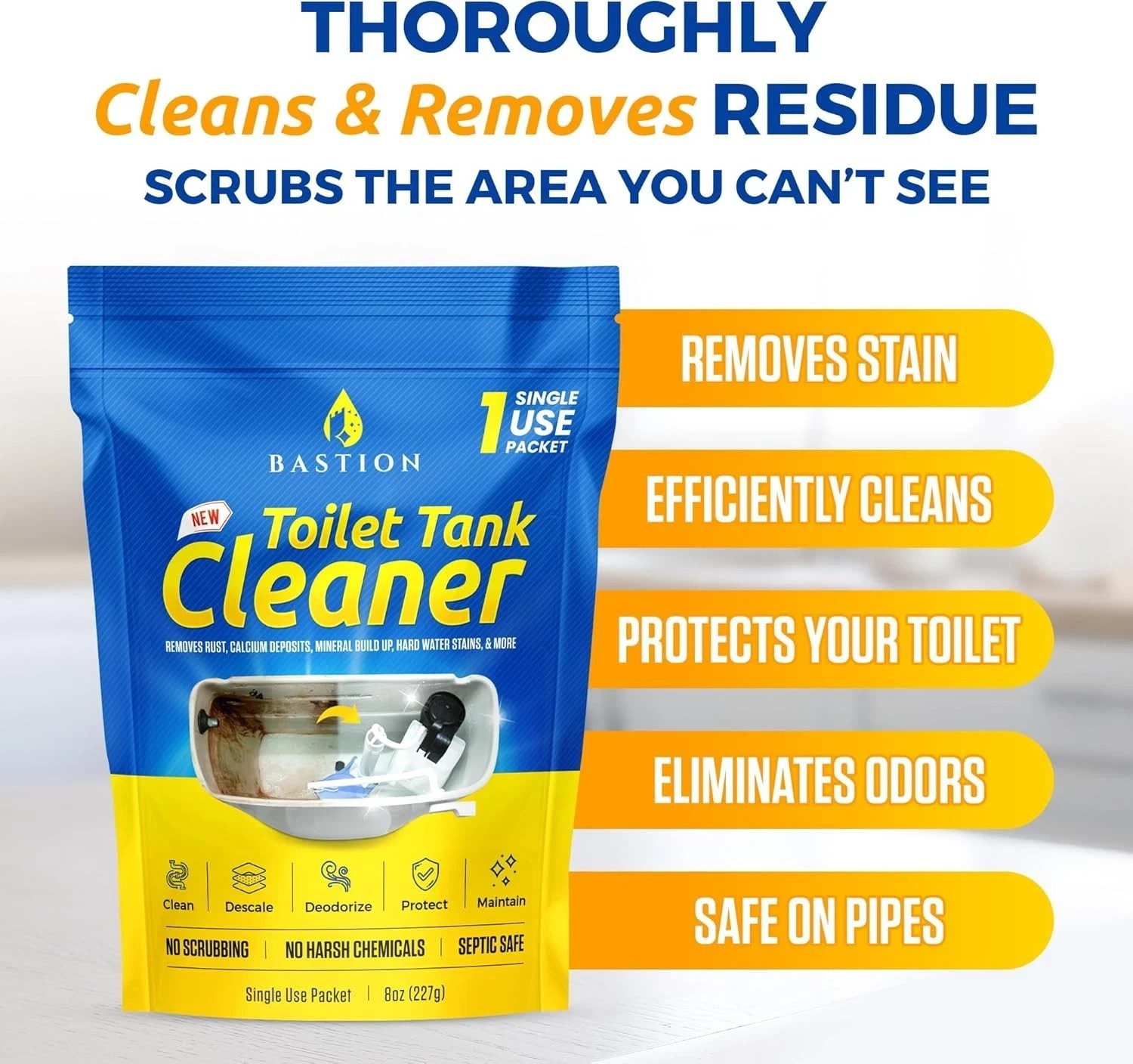 8oz Toilet Tank Cleaner – Septic Safe, No Scrubbing, Tough on Hard Water Stains