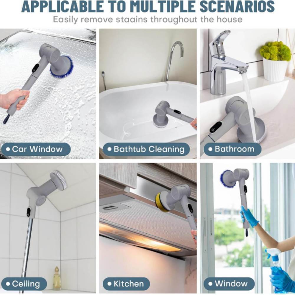 Electric Spin Scrubber, 2025 New Full-Body IPX7 Waterproof -3 Speeds 8 Heads