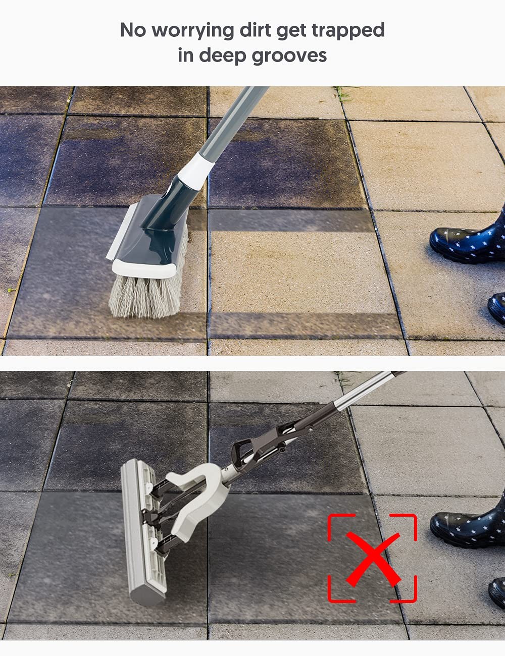 Floor Scrubber with Long Handle, 2 in 1 Scrubbing Brush Stiff Bristle Shower …