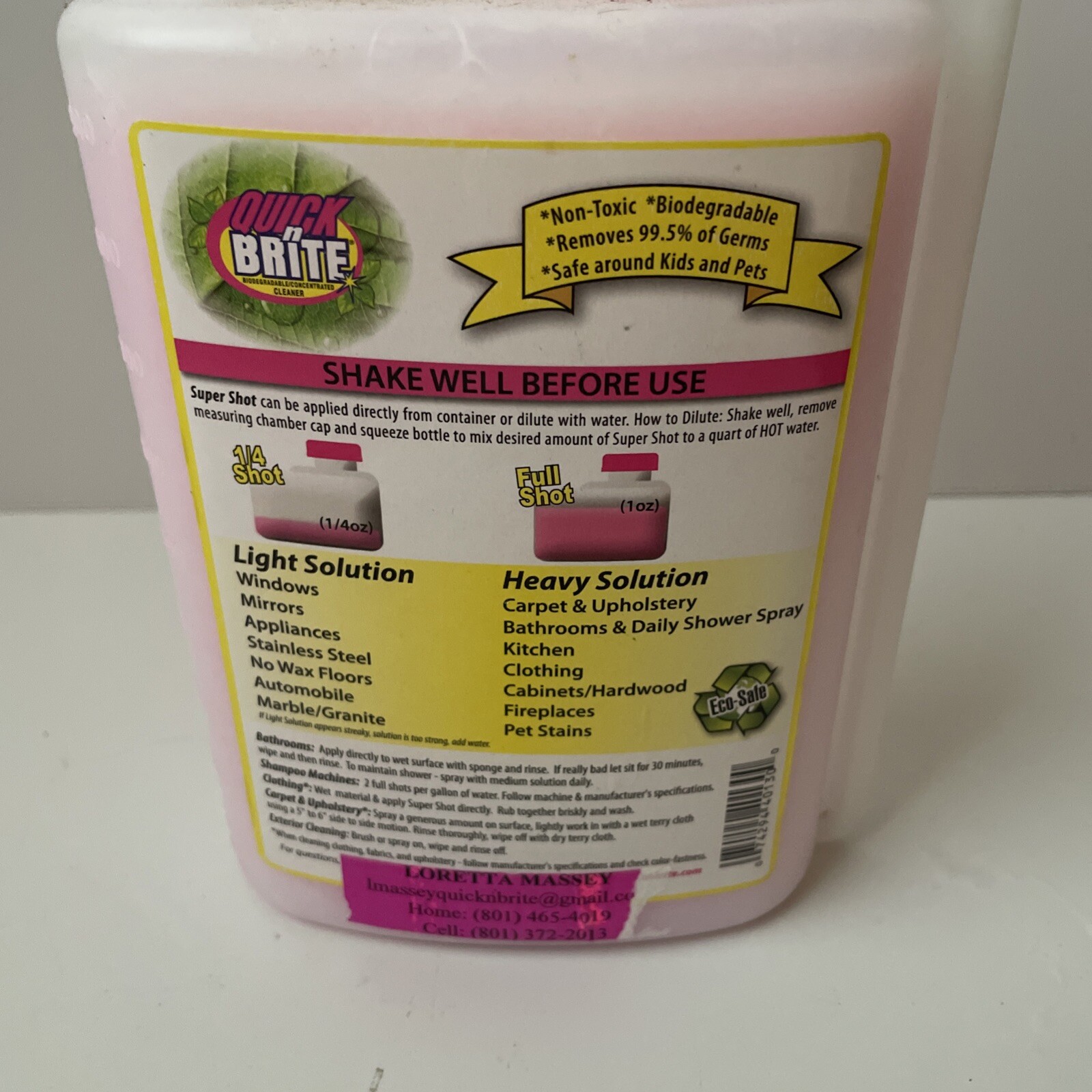 Quick N Brite Super Shot Cleaner All Purpose Concentrate Biodegradable