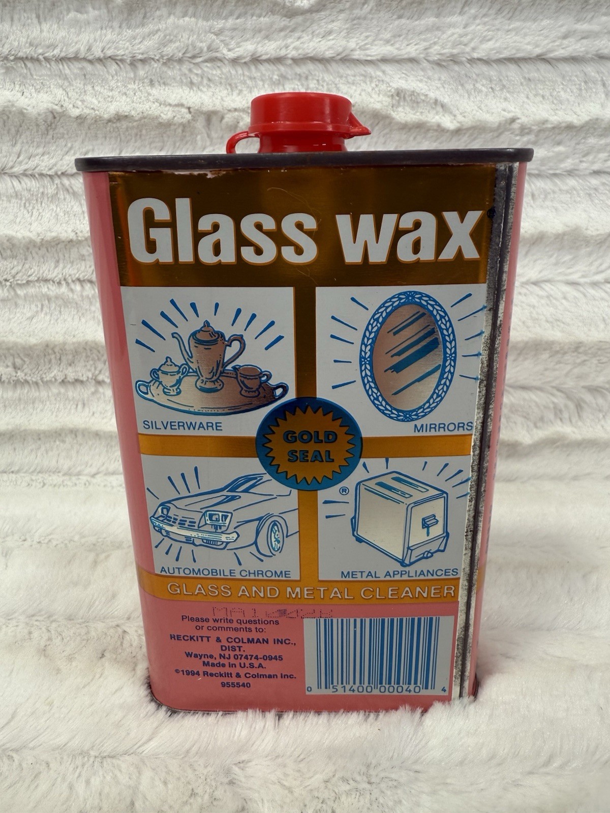 Vintage Gold Seal Glass Wax Metal Chrome Cleaner Polisher 16 oz Can Tin 75% Full