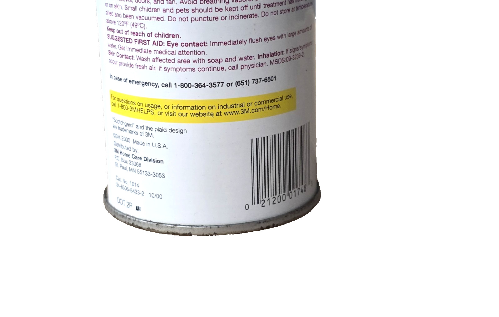 Vintage 3M 2000 Full Scotchgard Upholstery Fabric Cleaner Aerosol Movie Prop