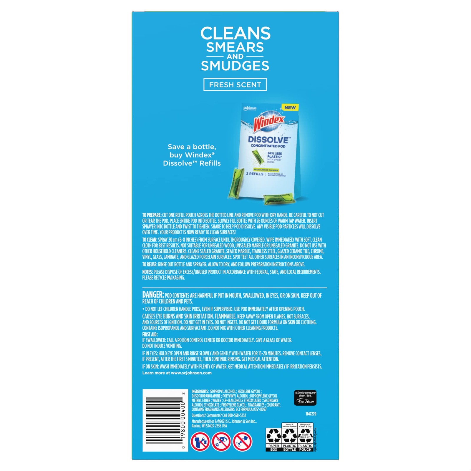 Windex Dissolve Fresh Scent Multi-Surface Cleaner Liquid 26 oz (Case of 4)