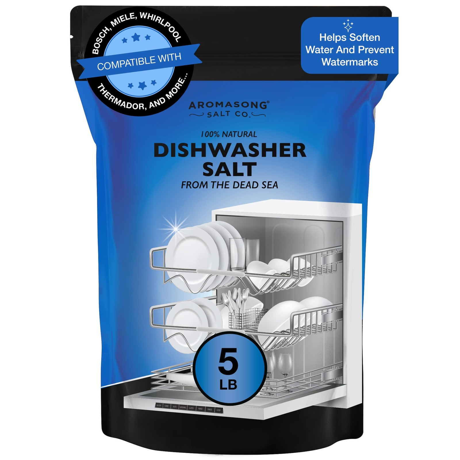 Dishwasher Salt 5 LB – 100% Natural Water Softening Agent with Bosch, Miele, …